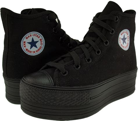 black platform high top sneakers.